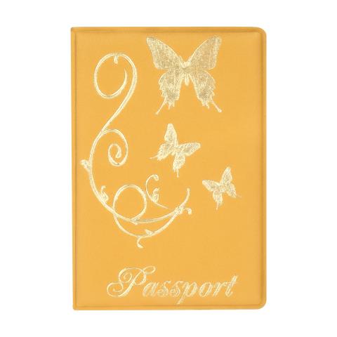 Обложка д/паспорта OfficeSpace золотая Бабочки 342742