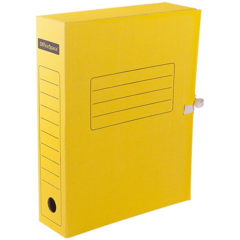 Короб архивный 75 мм OfficeSpace гофро желтый на завяз. 225432 до 700 листов