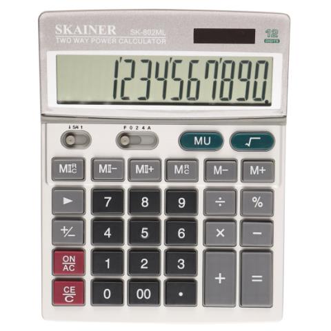 Калькулятор настольный SKAINER SK-802ML 12 разр. серый 140х176х45